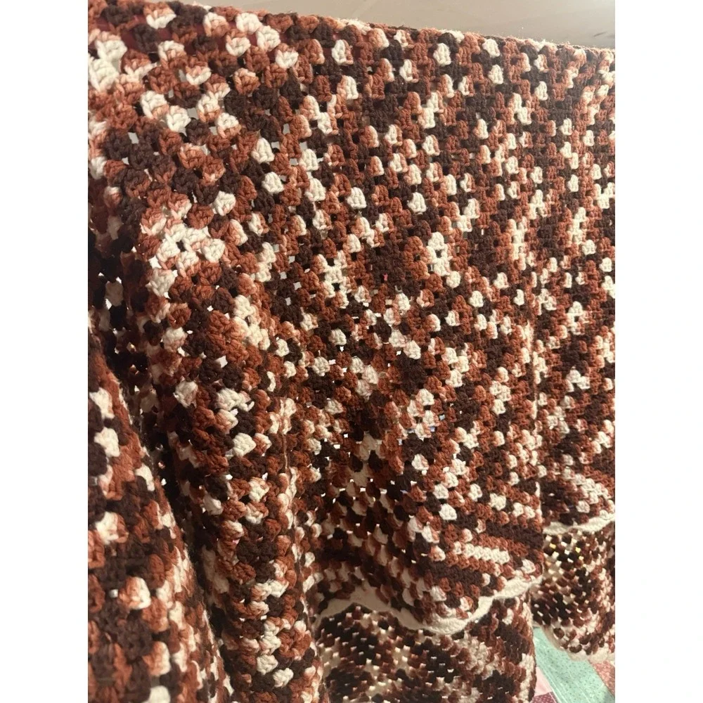 Vintage Handmade Crotchet Afghan Blanket Knit Throw Whimsy Cottage‎ 64